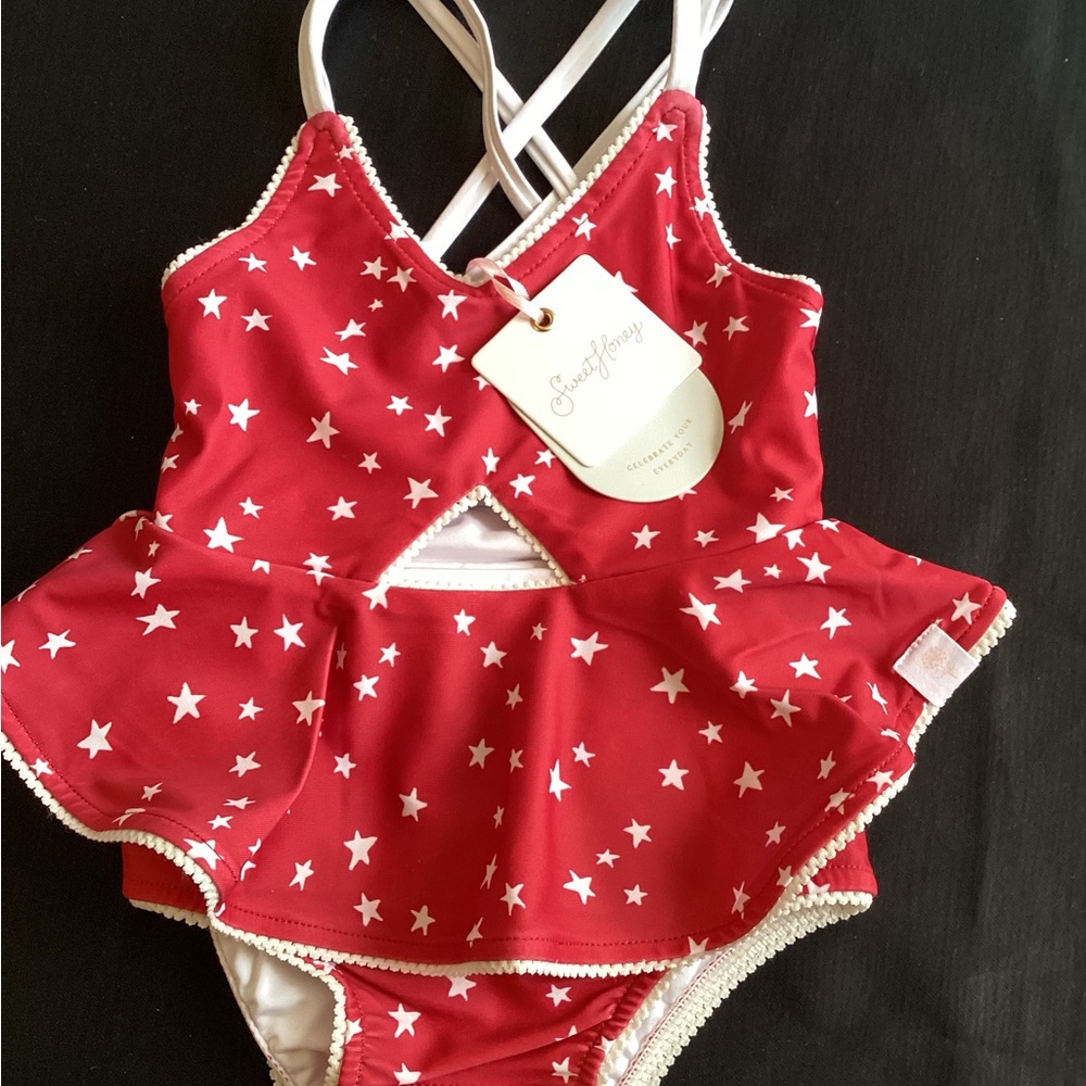 SweetHoney Red Star Kids Swim One Piece